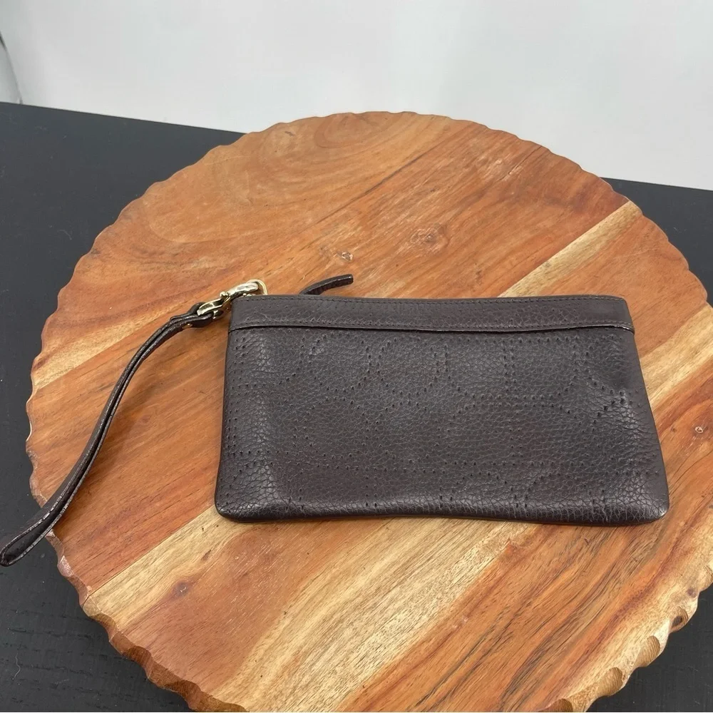 Vintage Kate spade wristlet brown leather perforated